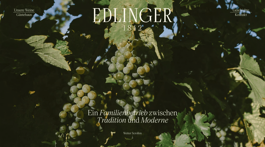 Webdesign der Website edlingerwein.at